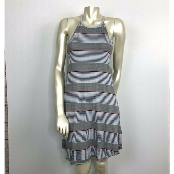 Sundry Dresses & Skirts - Sundry Gray Striped High Neck Tank Halter Dress 1